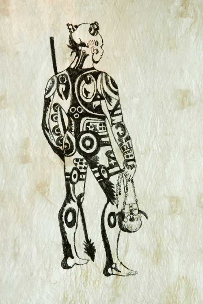 French Polynesia, Society Isl Painted tapa cloth